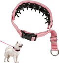Lightweight Prong Collar for Dogs, Reflective No Pull Dog Collar | Adjustable Size Dog Pinch, Breathable Woven Fabric Air Grid Technology, Martingale Collar for Dogs Training（Pink-XL）