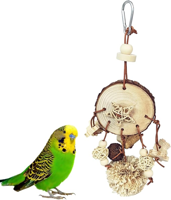 Bird Chew Toys, Natural Wood Toys Hanging Chewing Toys Aviary Cage Accessories for African Grey, Parrotlet,Cockatoos, Parrots, Parakeet, Cockatiel, Conures, Budgie, Lovebirds