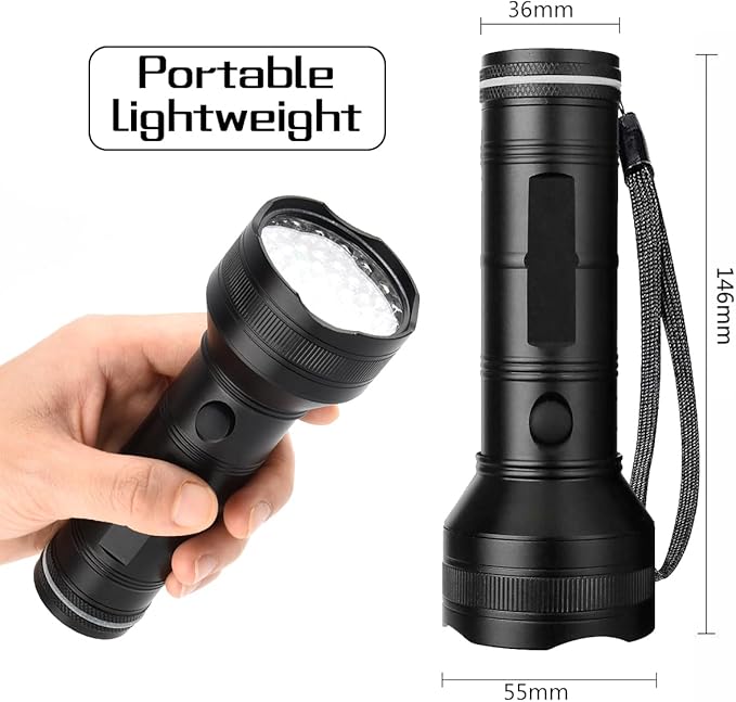 Pocketman UV Flashlight Black Light, 51 LED 395 nm Blacklight, Pet Urine Detector for Dog/Cat Urine, Dry Stains