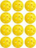 12Pcs Cat Ball Toy, Low Noise No Bells Holey Plastic Cat Balls, Funny Interactive Cats Toys for Indoor Cats, Firm Toy Balls for Kitten Puppy Ferret Bird (1.65", Yellow)