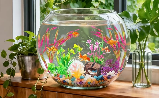 Small Fish Broken Barrel Decor Fish Tank Decorations Aquarium Accessories Plants Plastic Resin Barrel and Coral Hideout Ornaments Aquarium Decor Set 8 Pieces