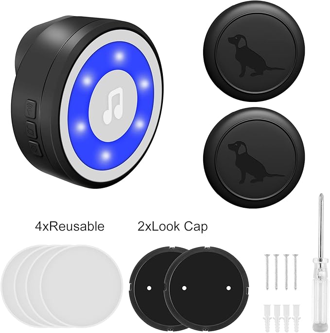 Wireless Dog Doorbell, Dog Bells for Potty Training IP65 Waterproof Touch Button Doggie Doorbell 1000ft Long Range with 20 Melodies 4 Modes LED Flash (2 Transmitter)