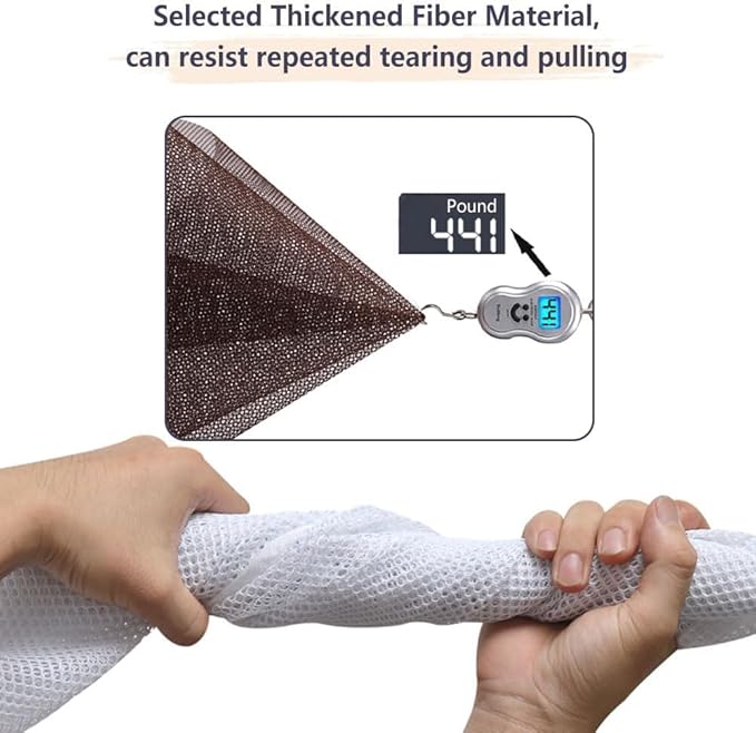 Banister Guard 10 ft L x 2.6 ft H Balcony Netting for Pets Stairs Railing Nylon Net Stairway Balcony Mesh Netting Banister Stair Net Balcony Safety Net Stair Guard for Indoor & Outdoor(Brown)