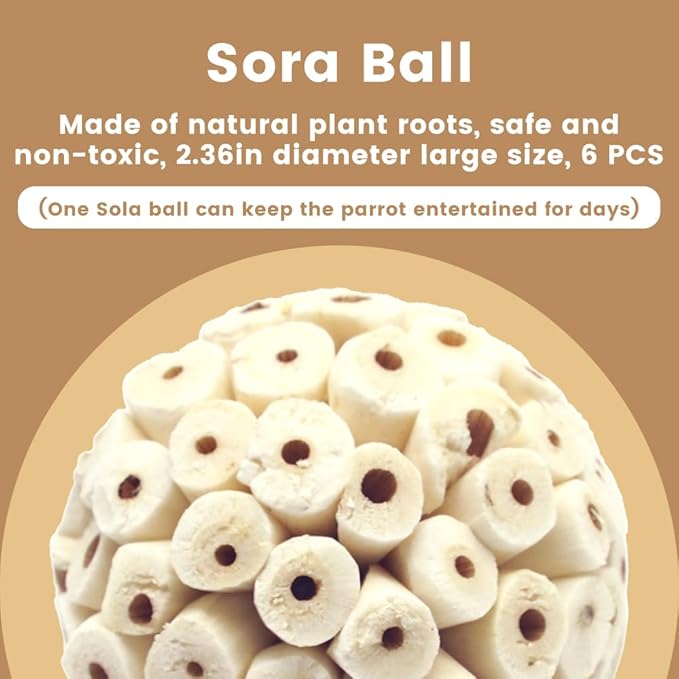 4PCS Bird Toys Sola Balls 2.36'' - Bird Foraging Toy, Sola Atta Ball, Parrot Chew Shred Toy for Sharpening Claws & Beaks for Cockatiel, Parakeets, Conure, Love Birds, Budgie and Small Birds