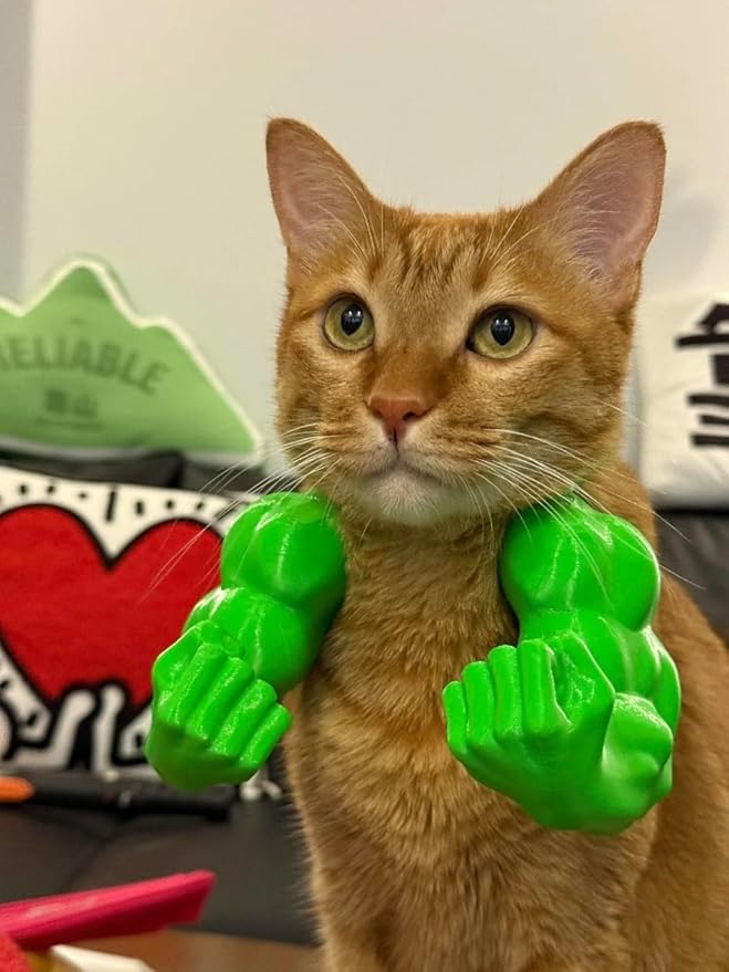 Creative Cat Muscle Arms, 3D Printed Cat Muscle Arm, Halloween Costume Accessory,Funny Muscle Arms for Cats,Cats with Muscular Arms for Kitten Birthday Party Supplies(Green)