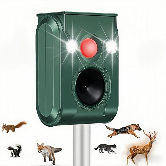 Cat Repellent Outdoor, Solar Animal Repellent Ultrasonic Animal Repeller Motion Activated Waterproof Skunk Deer Raccoon Squirrel Cat Deterrent Outdoor for Yard Garden Farm