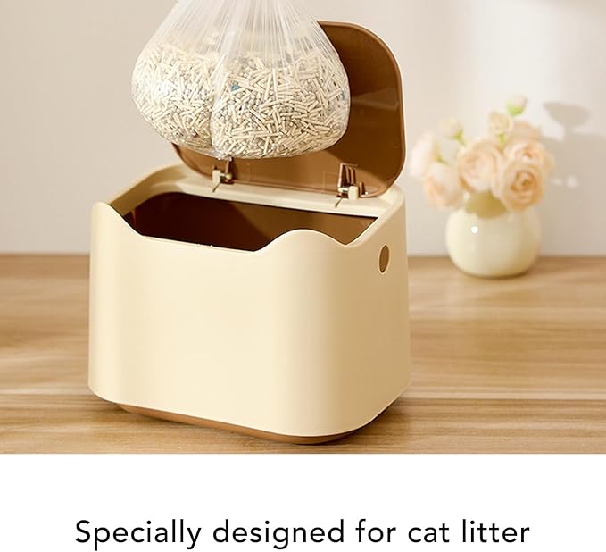 Cat Litter Trash Can, Compact Multipurpose Pet Waste Bin for Home, Space Saving with Aesthetics in Mind, Press Type Lid Enclosed Design, Ideal for Apartments