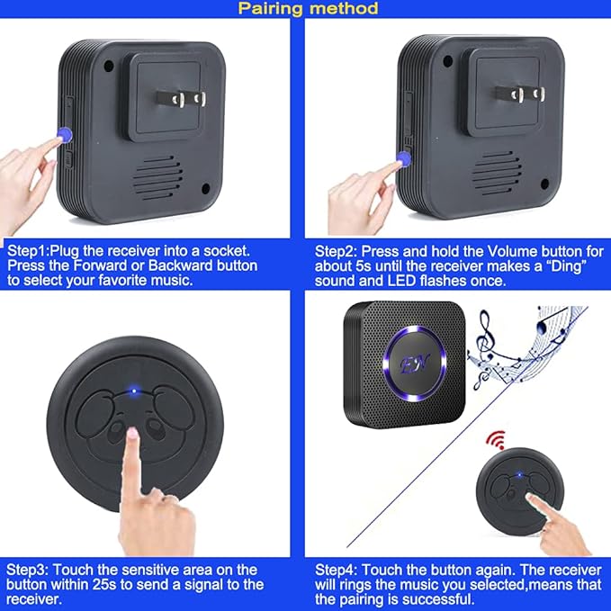 EverNary Add-on Touch Button,Dog Doorbell Touch Buttons 1PCS Waterproof Dog Bell Doggy Doorbell Transmitters for Potty Training,Receiver Not Included