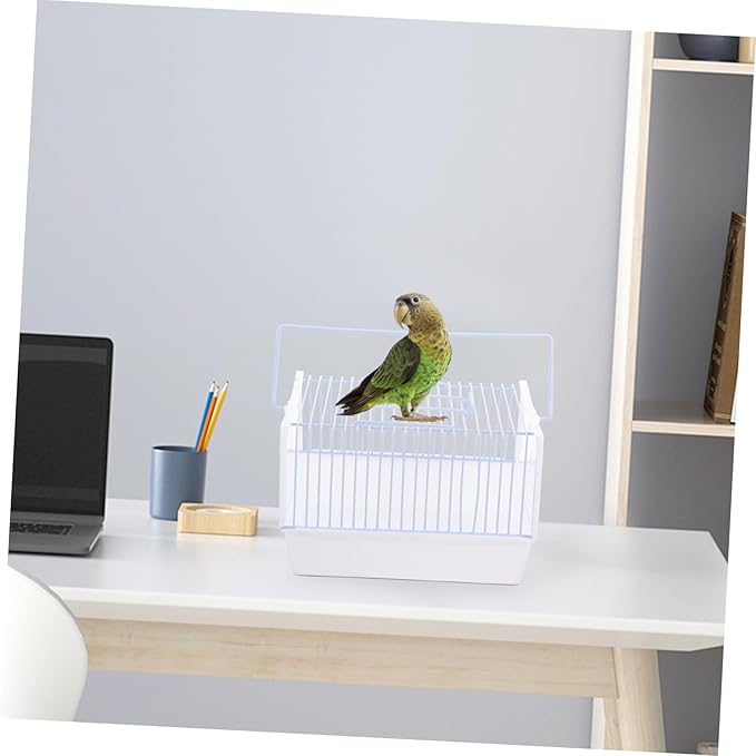 Happyyami 1set Portable Bird Carrier Cage Lightweight Travel Cage for Parrots for Hiking Shopping and Camping Breathable Metal Structure for Parakeets and Conures
