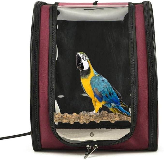 Bird Carriers Pet Parrot Backpack Bird Travel Carrier Outerdoor Breathable Hiking 1Pcs Black