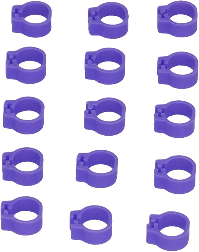Fydun 100PCS S Leg Rings, 8mm Pigeons Identification Poultry Plastic Bird Foot Clip Pool Vacuum Hoses Bands No Words SuppliesOrange Health Supplies Band for Identify Orange (Purple)