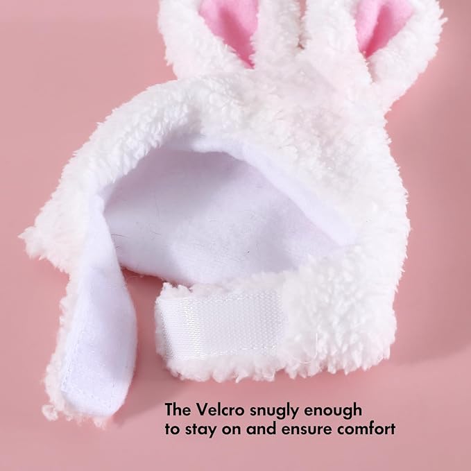 2PCS Bunny Ears for Cat, Plush Rabbit Hat with Ears for Cats & Small Dogs, Cute Easter Party Costume Pet Headwear Accessory