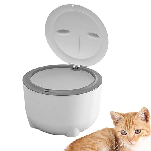 Cat Litter Trash Can with Press Type Lid, Enclosed Odor Isolating Cat Toilet, Pet Waste Bin for Indoor Cats 7.48x5.91inch- White