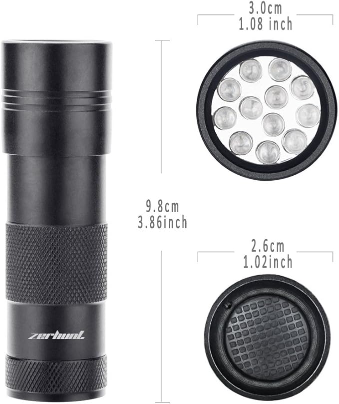 UV Flashlight - Best LED Ultra Violet Blacklight for Pet Stains - Cat Stain Detector, Dog Stain Detector Torch - Find Stains on Carpet, Rugs, and Furniture - Includes 3 AAA Batteries