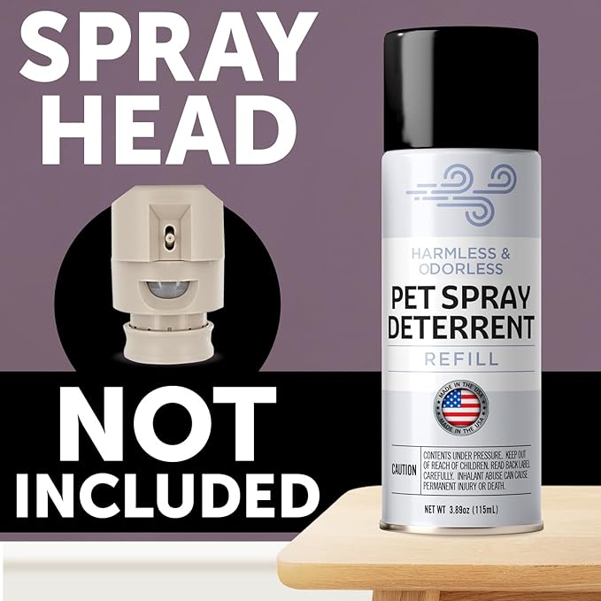 Berkland [4 Pack] Refill for PetSafe SSSCat Spray Deterrent Device - Non-VOC Dog & Cat Spray Deterrent - Family-Safe Cat Deterrent for Counters & Trouble Areas - Made in The USA