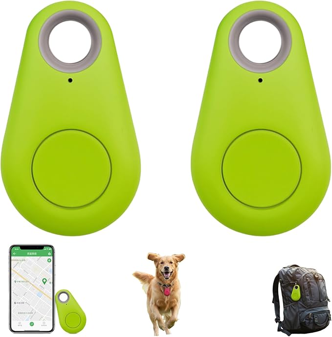 Two-Way Alarm Pet Location Tracker with Real-Time Tracking for Dogs, Cats, Keys, and Luggage, Waterproof Anti-Loss Device for Outdoor and Travel Use (Green,2Pcs)