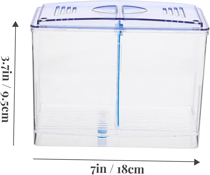 Healifty Miniature Acrylic Fish Breeding Box with Double Isolation Divider Transparent Fish Tank Hatchery Incubator for Betta and Small Aquarium Easy to Clean and Install Safe Water Quality