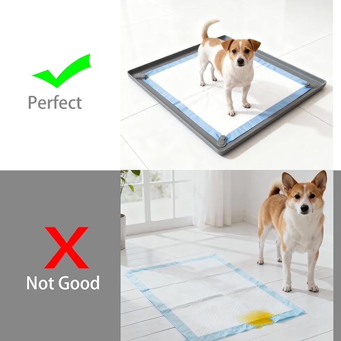 Pee Pad Holder for Dogs,Portable Silicone Pet Pad Holder 24" x 24" Pee Pads, No Spill Raised Lip High Edge for Floor Protection, Leak-Proof Puppy pad Holder,Square Pee pad Tray