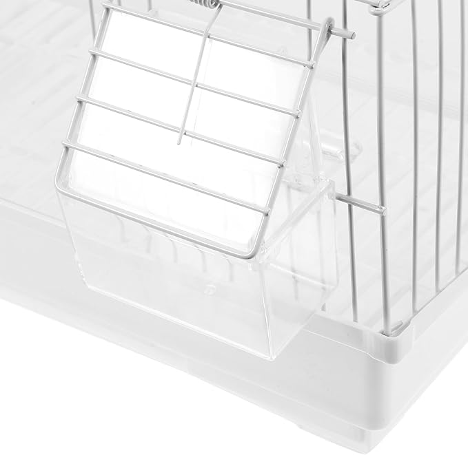 NUOBESTY Portable Metal Bird Carrier Cage for Parrots Conures Travel Use Iron Material Featuring Safety Design Stylish White Finish Suitable for Home and Outdoor Adventures