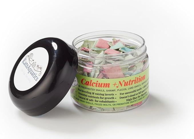 Calcium + Nutrition - For Breeding, Strong Shells, Healthy Molts, 100% Natural, Does Not Dissolve in Water, Fast Sinking For Aquatic Shrimp, Snails, Plecos and more! Biologist Made in USA