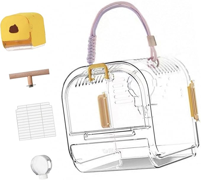 Light Weight Pet Carriers Transparents Portable Bird Cage with Removable Tray for Budgies and Small Birds Travel Cage with
