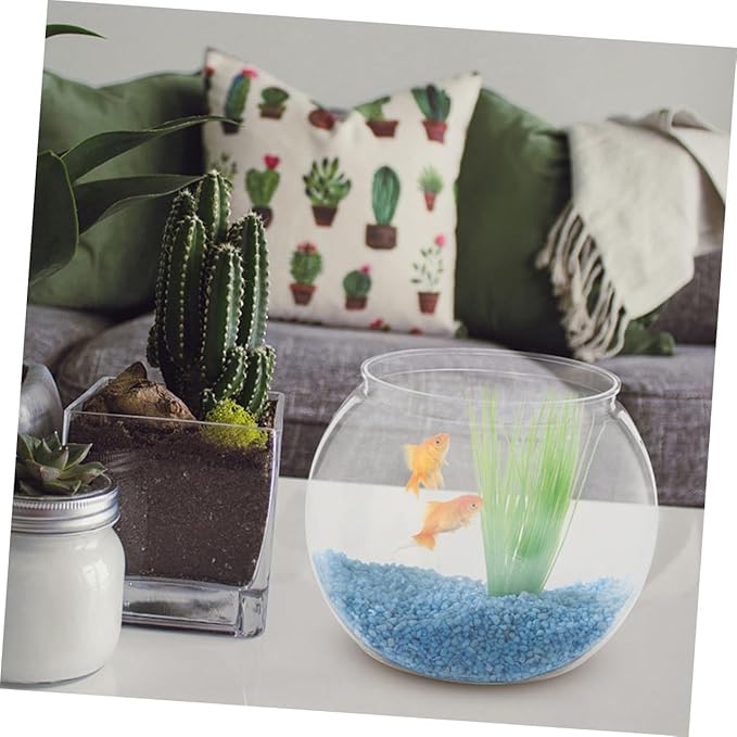 Small Plastic Fish Bowls 2pcs, Round Desktop Aquarium Tanks, Shatterproof Office Goldfish Bowls for Home and Living Room Micro Landscape