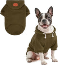 BEAUTYZOO Small Dog Hoodie Sweater with Pockets, Dog Clothes for Small Medium Dogs Boy Girl, Waffle-Like Laminated Cotton Pet Coats with Hat and Leash Hole, Army Green M