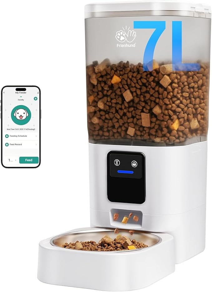 Automatic Cat Feeder with 5G WiFi: Automatic Dog Feeder with APP Control, 7L Timed Auto Cat Food Dispenser with Alexa for Multiple Pets, Detachable for Easy Cleaning - ACF80W