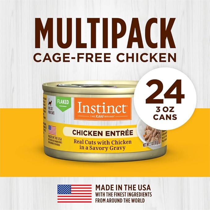 Instinct Flaked Entrée Wet Canned Cat Food - Chicken, 3 Ounce (Pack of 24)