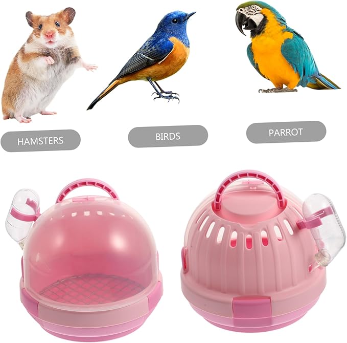 Kisangel 1set Portable Handheld Bird Carrier Transparent Design Detachable Base Vented for Air Circulation for Parrots Birds and Animals Capsule Galvanized Mesh Pad