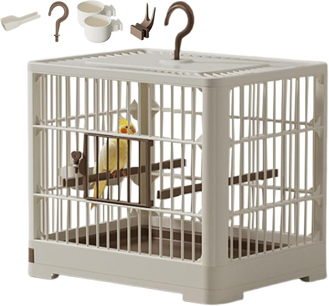 Small Bird Travel Cage - Long Lasting Bird Container, Soft-Sided Carrier | 11.81x9.06x10.24 Inches Lightweight Perch Included, Easy Handle Grip for Parakeets, Finches, Birds, Vet Visits, Air Travel