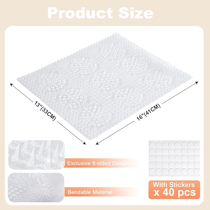 Uross Scat Mat for Cats -15PCS Deterrent Mat with Spikes Indoor Cat Repellent Mat Outdoor Scat Spikes Mat Indoor Cat Countertop Deterrent Keep Cats Off Counter