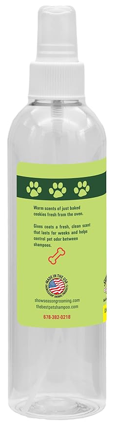 Showseason Sugar Cookie Dog Cologne 8.5 oz. | Long-Lasting Odor Eliminator, Dog Perfume, Paraben-Free, Biodegradable and Non-Toxic, Made In The USA