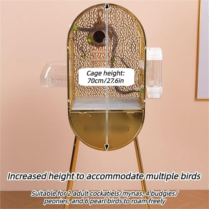 Decorative Large Bird Cage, Spacious and Ventilated Birdcage, Modern Metal Parakeet Cage with Interactive Door for Budgies, Lovebirds, Cockatiels