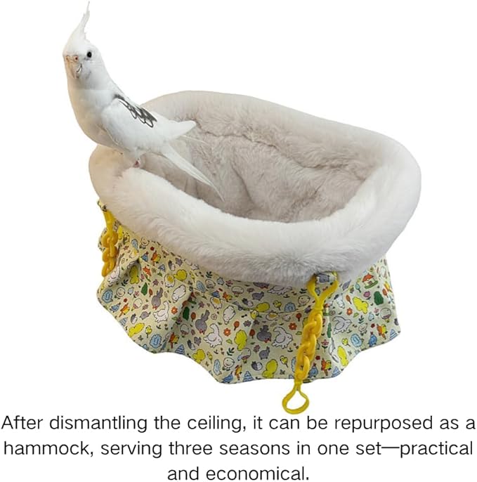 2 in 1 Warm Bird Carrier Bag, Bird Hammock Bed for Cage, Winter Travel Bag, Portable Parrot Outing Bag for Lovebird, Budgie, Conure, Quaker, Small Medium Birds (Green,Medium)
