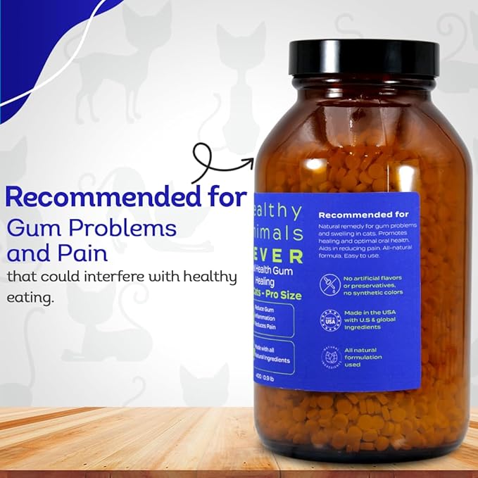 HA4E - Cat Oral Health - Relieves Inflammation, Soothes Pain & Fights Gum Disease - Natural, Non-GMO, Organic, Gluten-Free & Chemical-Free - Tablets, Pro Size (Extra Large)