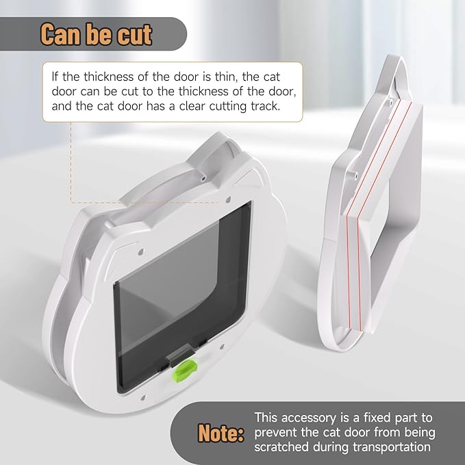 Cat Flap Door for Kitties, 4 Way Locking Pet Door for Interior Exterior Doors, Kitty Door, Indoor, Secured Installation in Minutes（White）