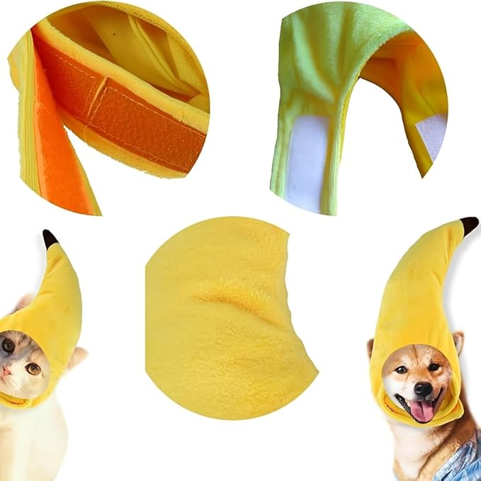 2 Pcs Halloween Cat Adorable Costume Funny Cat Hat for Pets and Small Dogs Party Costume Accessory Headwear(Sunflower, Banana)