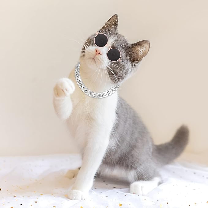Cat Sunglasses Gold Chain Costume Decorations UV Protection Classic Retro Puppy Retro Sunglasses Faux Photo Props