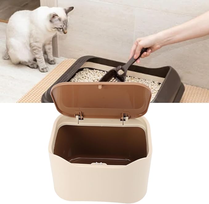 Yinhing Cat Litter Trash Can Press Type Lid Enclosed Odor Control Compact Space Saving with High Strength PP Material for Home Pet Waste Bin