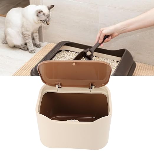 Cat Litter Trash Can with Press Type Lid Enclosed Design Compact Cat Waste Trash Can for Home