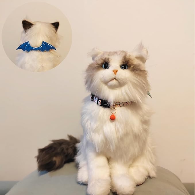 2 Pack Breakaway cat Collars with Bell,Safety Quick Release Pendant Cute Kitten Collar,Adjustable 20-30cm (White, 20-30cm)