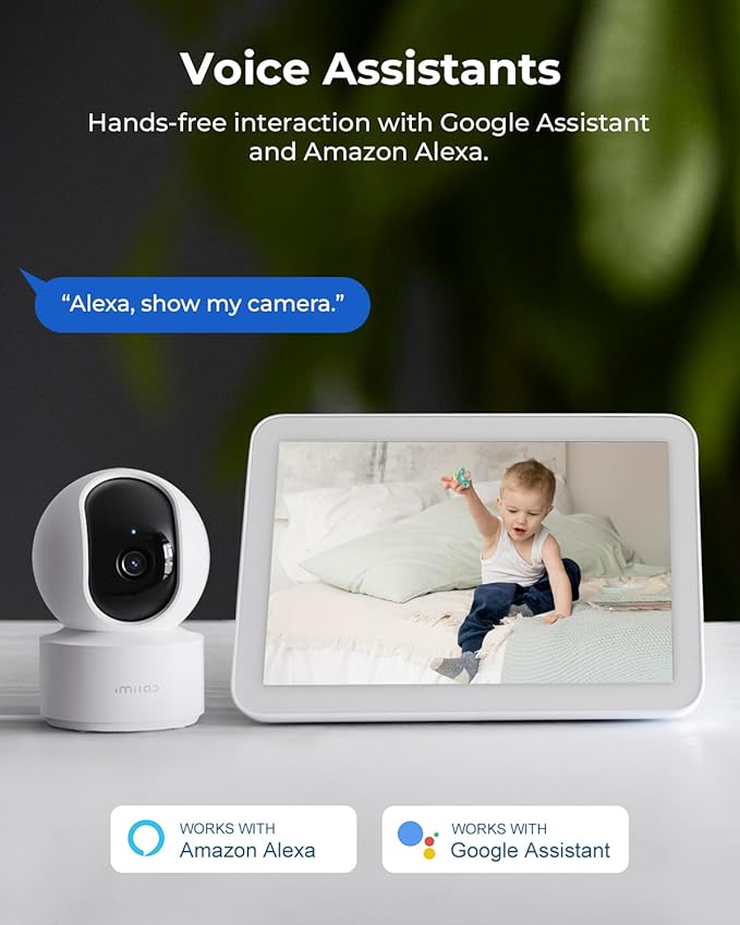 IMILAB C21 2 Pack 2.5K Security Camera Indoor, Room Camera for Bedroom 360° View, Pet Cam w/Phone App & Speaker, Indoor Cam for Dog/Kid/Baby/Elderly, Plug-in, 2.4GHz WiFi, Local/Cloud Storage