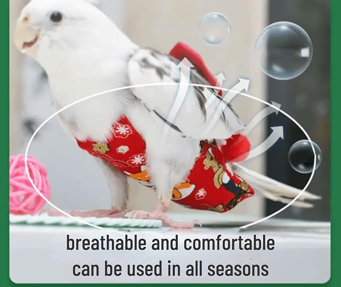 Bird Flight Suits Diapers, Parrot Flight Suits Diapers for Monk Parakeets, Cockatiels Flight Suits, Parrot Clothes, Bird Training Nappy Suit Liners Clothes (M, Red-B)