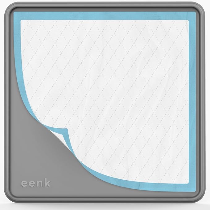 Pee Pad Tray Holder for Dogs - Fits Up to 22 x 22 in. Square Potty Training Pads No Spill Raised Lip High Edge Silicone Mat, Extra Thick and Non-Slip for Indoor Floor Protection (Small, Gray) | eenk