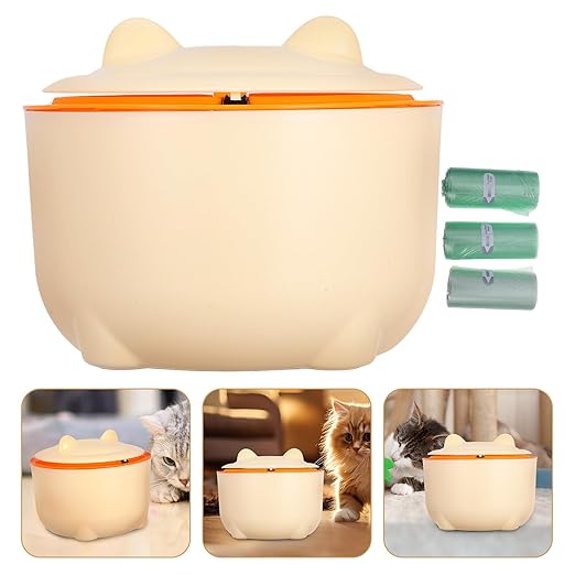 SUPVOX Enclosed Cat Litter Disposal Bin with Lid, Large Capacity Plastic Trash Bucket for Pet Waste, Includes 90 Drawstring Garbage Bags, Odor-Sealing Design for Bathroom and Home Use