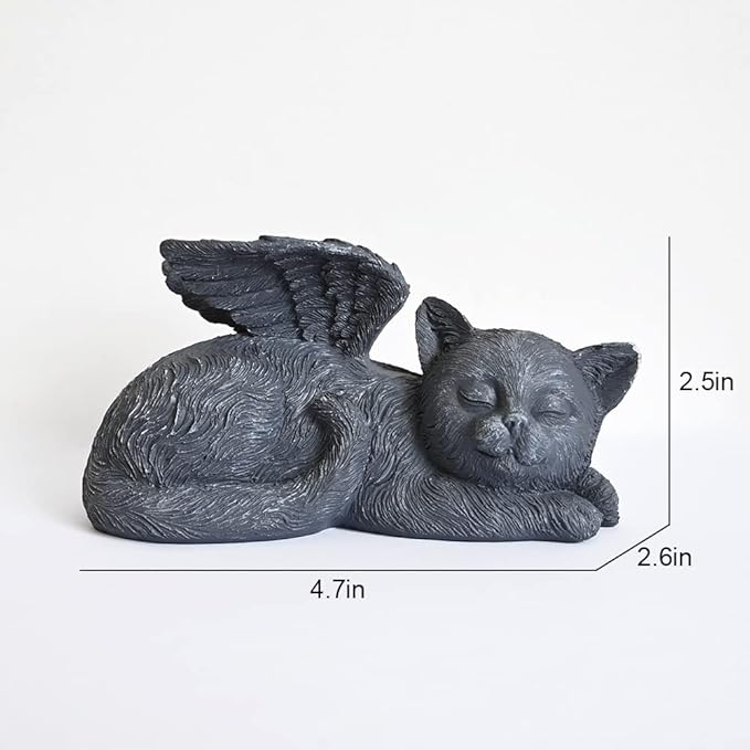Angel Cat Memorial Stones Statue Sleeping Ornament for Kitten Passed Away Bereavement Pet Loss Sympathy Memory Gifts Remembrance