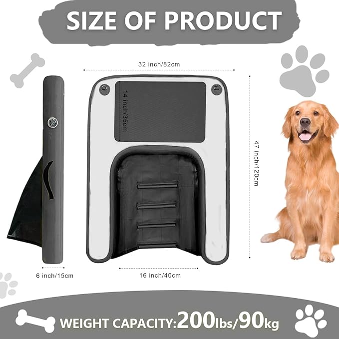 Inflatable Dog Water Ramp, Non-Slip Floating Dock Ladder for Pools, Boats & Lakes, Pool Ramp for Dogs Up to 200 Pounds, Black