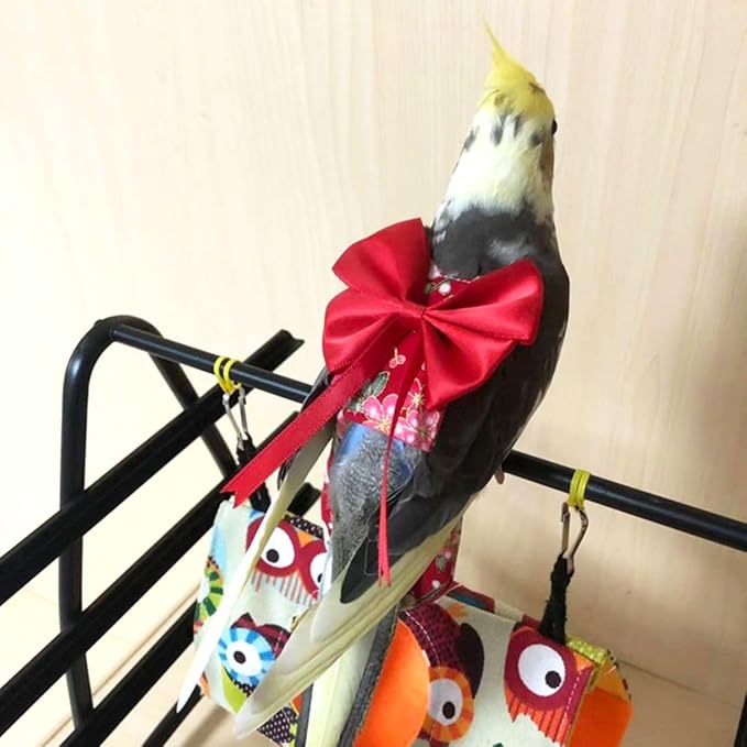 Bird Flight Suits Diapers, Parrot Flight Suits Diapers for Quaker Parakeets Cockatiels Flight Suits, Parrot Clothes (Red,Macaw)