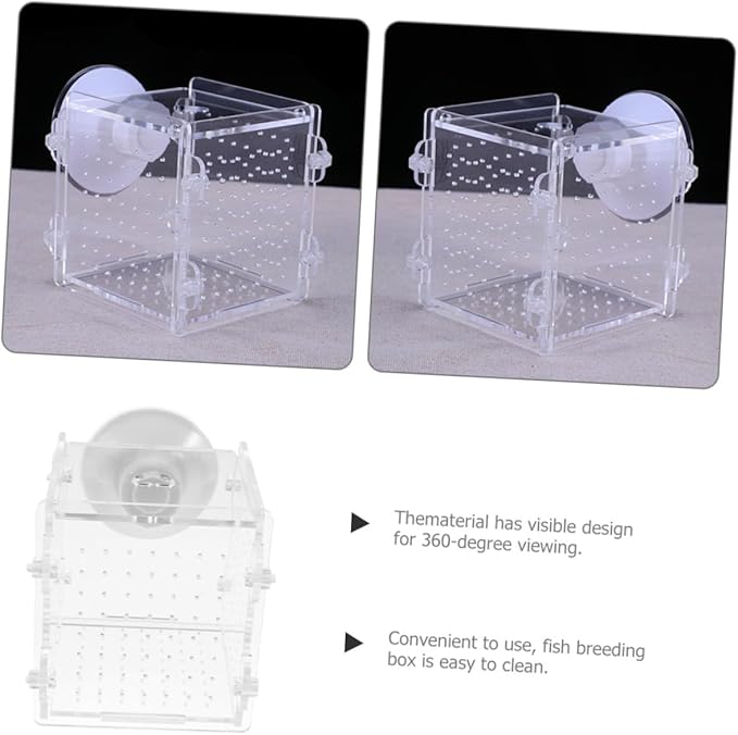 Acrylic Aquarium Fish Breeding Box Isolation Tank 8x8x8.8cm Fish Nursery Case for Aquarium Separation